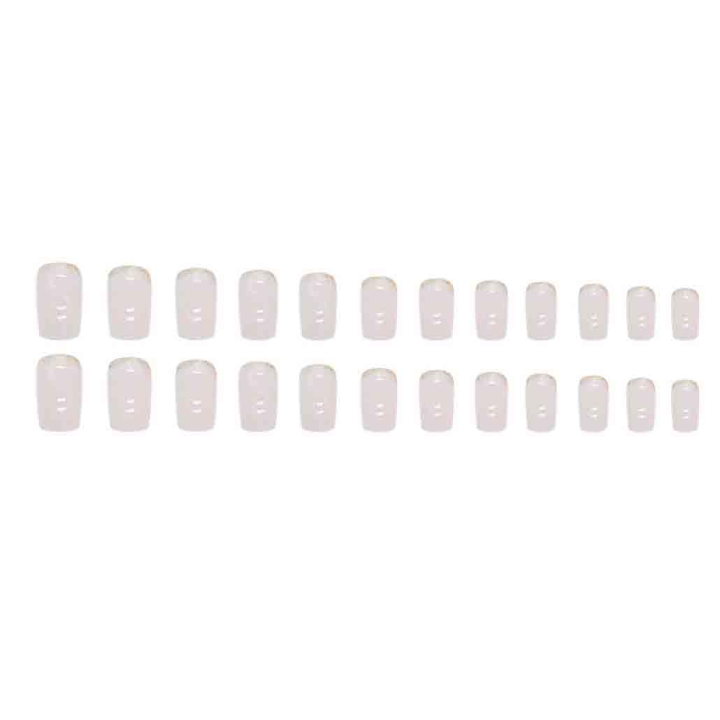 Medium French Tip Press-On Nails - Luxury Pink Marble Acrylic with Rhinestones, 24 Pieces for Women and Girls