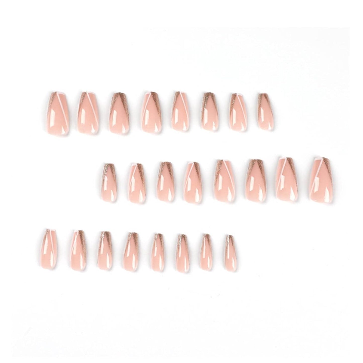 Long Press on Nails Square French Fake Nails Full Cover Nude Acrylic False Nails for Women and Girls 24PCS (Bling Multicolor)