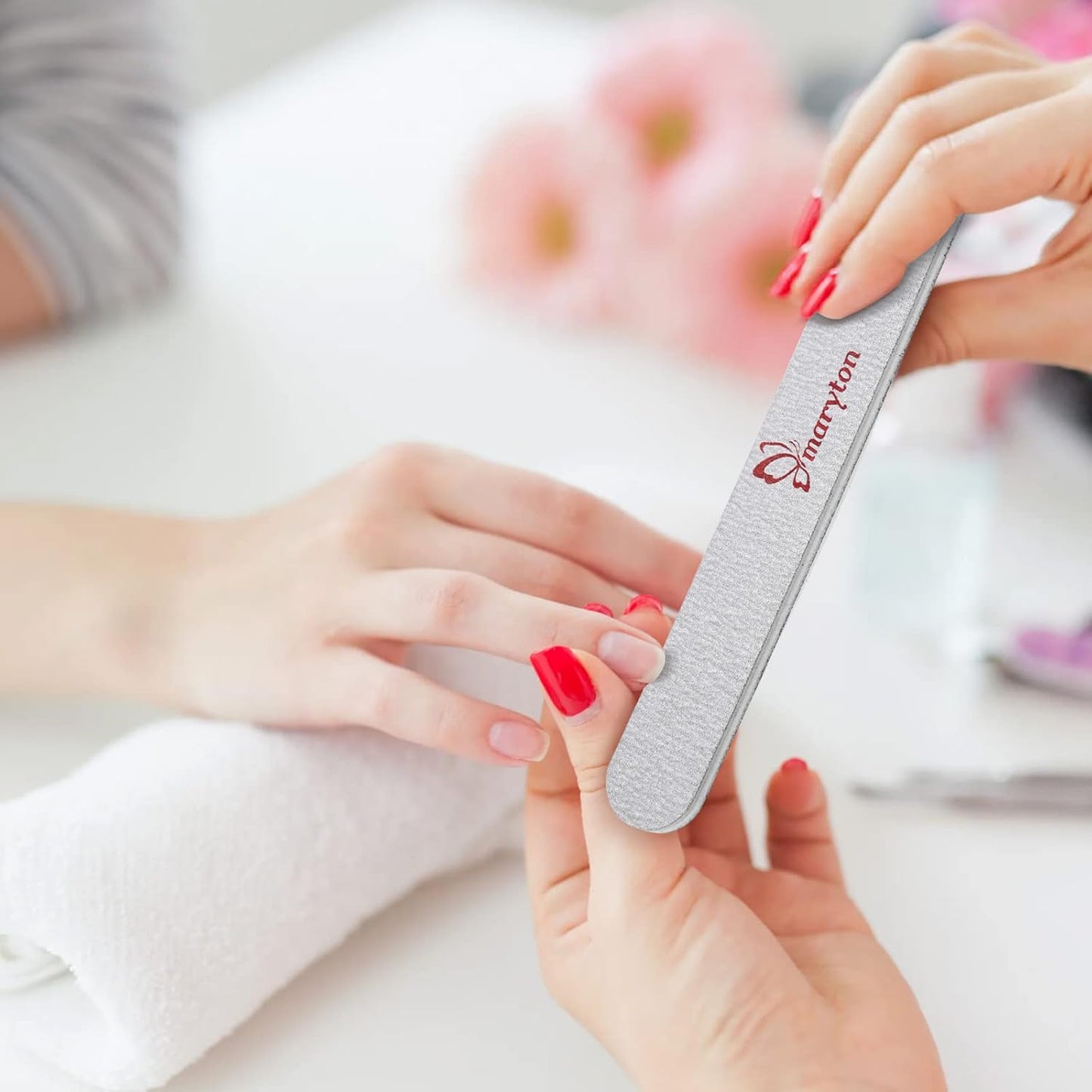 Coarse Nail File 80/100 Grit Emery Boards for Poly Gel Acrylic Nails, 12 PCS Professional Double Sided Wood Finger Nail Files Set Manicure Tools