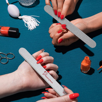 Coarse Nail File 80/100 Grit Emery Boards for Poly Gel Acrylic Nails, 12 PCS Professional Double Sided Wood Finger Nail Files Set Manicure Tools