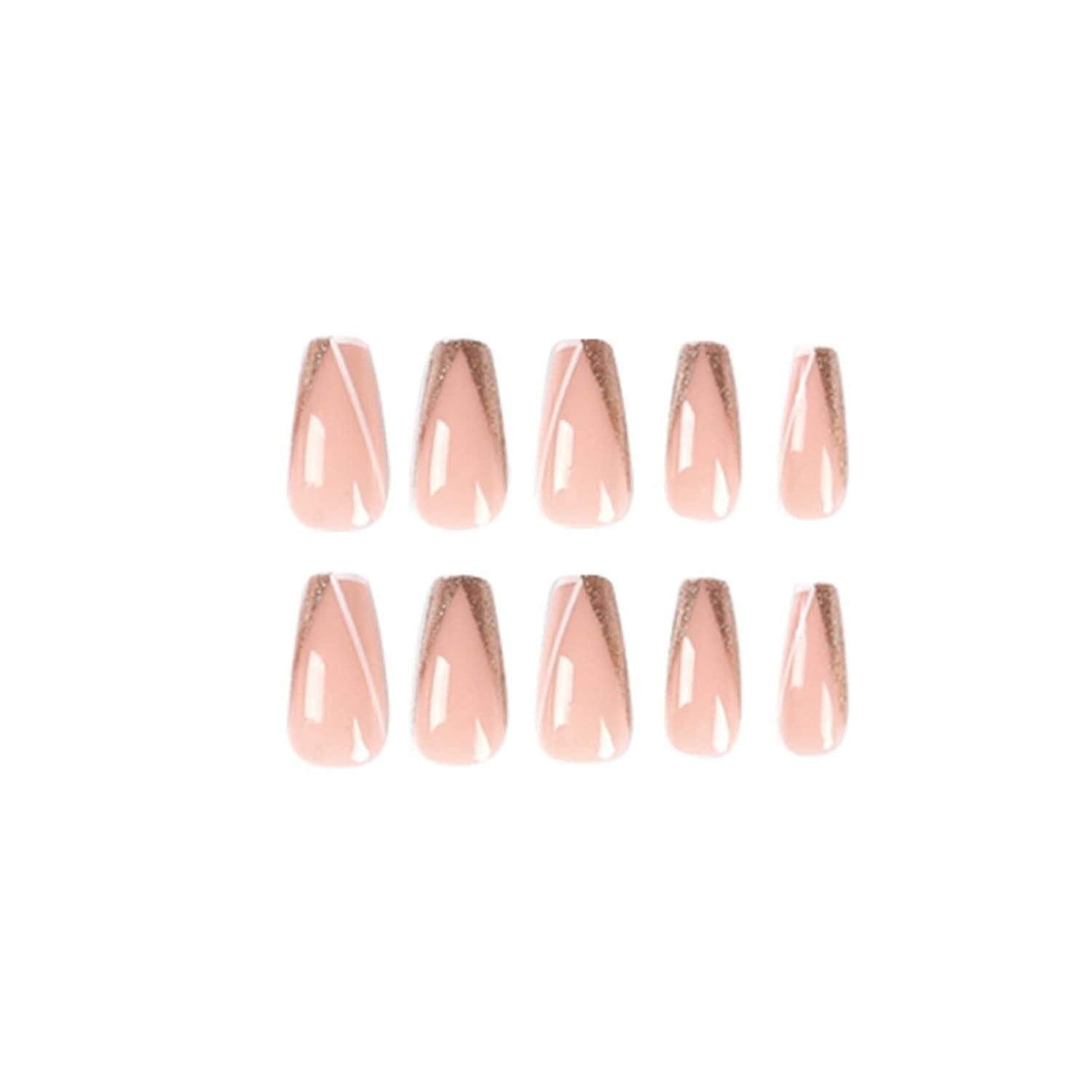 Long Press on Nails Square French Fake Nails Full Cover Nude Acrylic False Nails for Women and Girls 24PCS (Bling Multicolor)